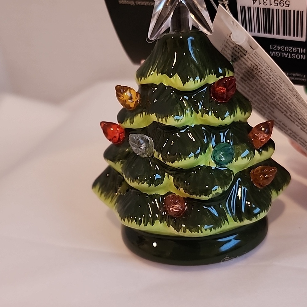 Christmas Tree Ceramic Ornaments with Star Top - Green, Pink, White - Picture 5 of 8